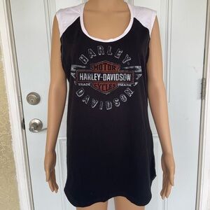 Harley-Davidson Black and White Graphic Muscle Tee
